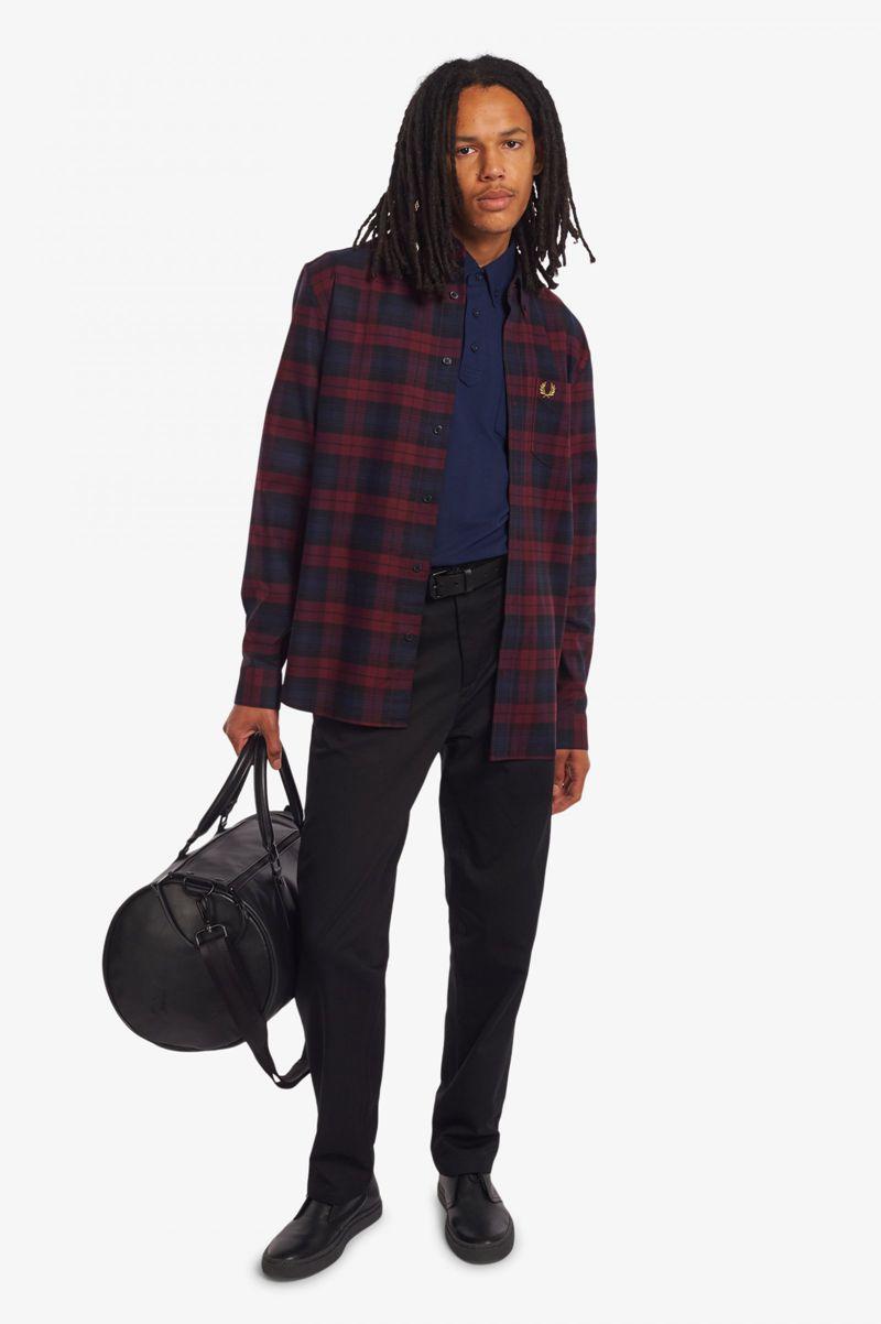 Red Fred Perry Tartan Twill Men's Shirts | PH 1541OKIR